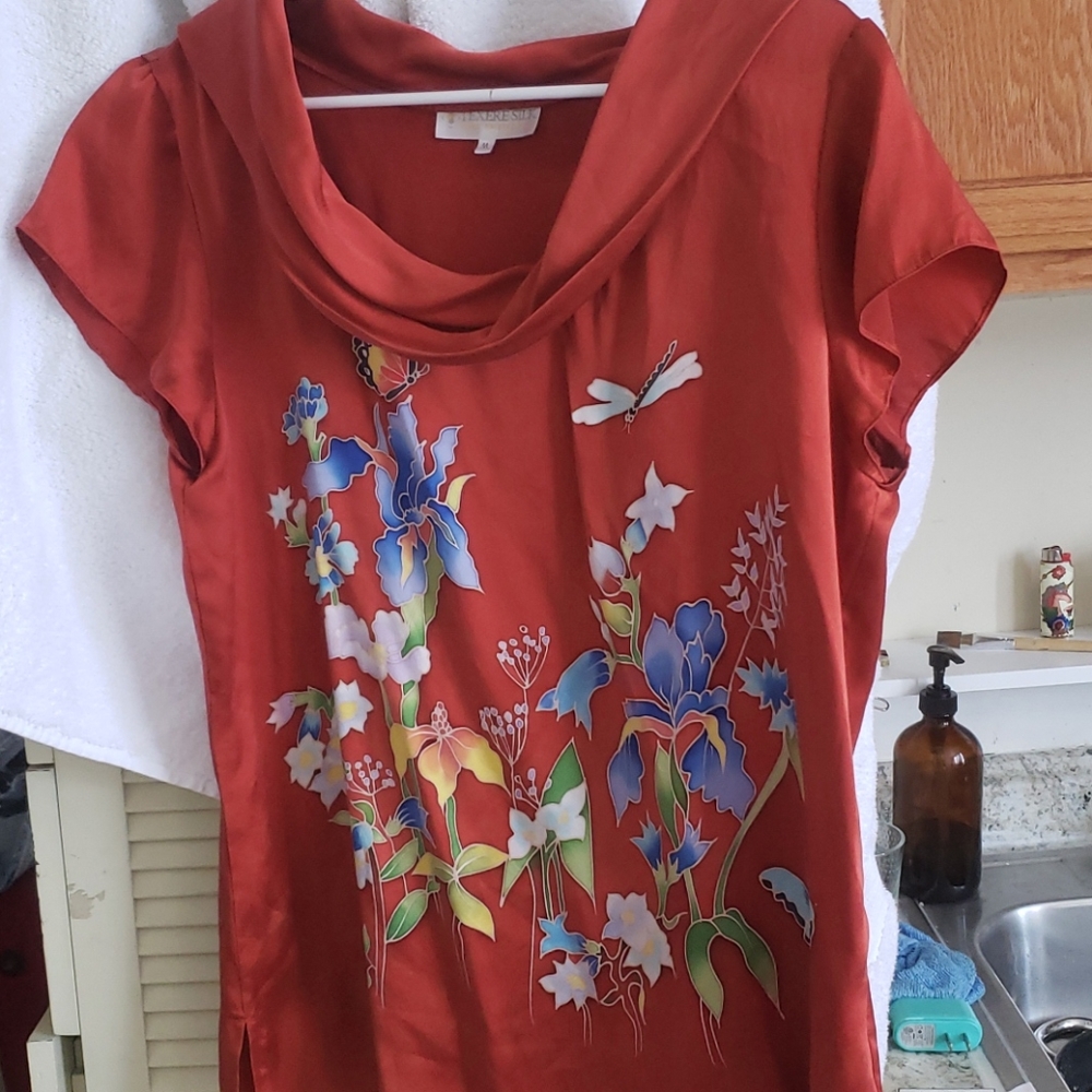 Textured silk blouse beautiful floral design